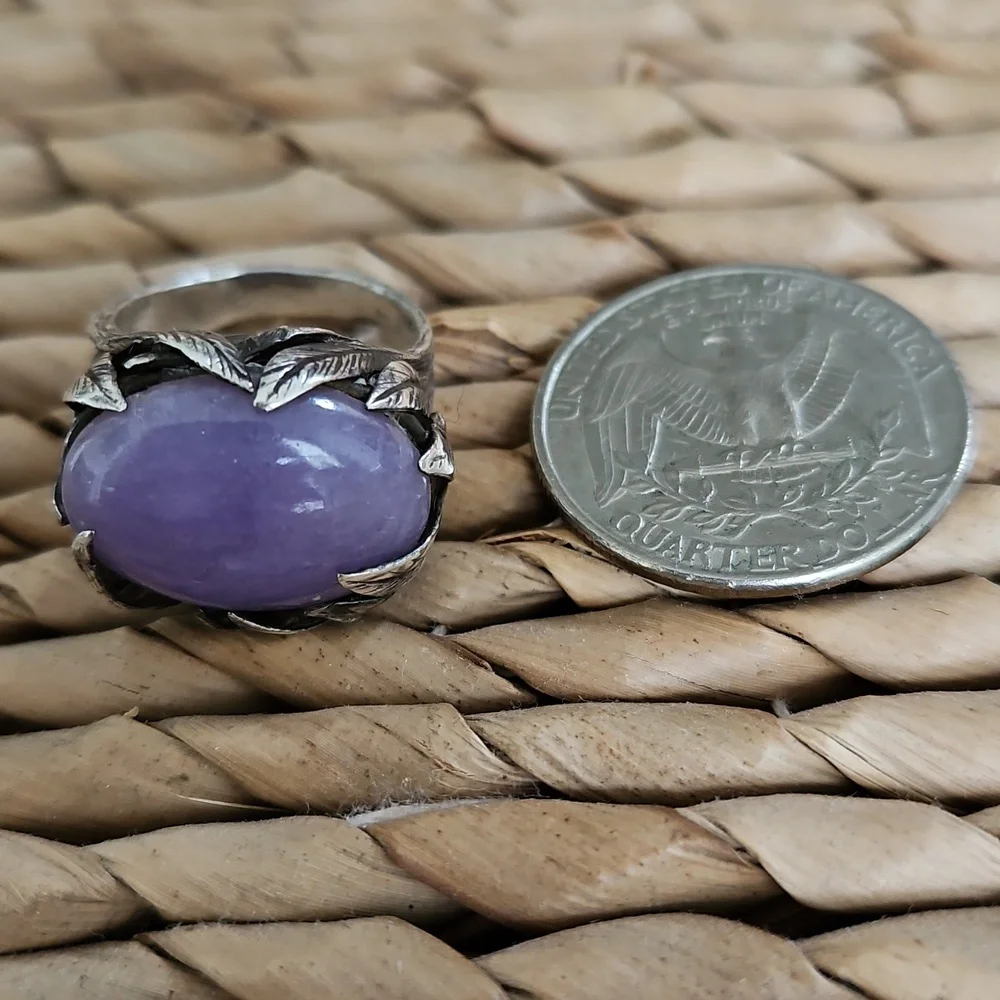 💟HP💟Lavender Jadeite Jade Silver Ring - Picture 5 of 8